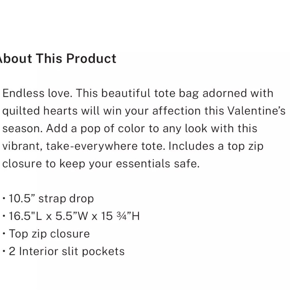 Victoria's Secret Red Tote Bag with Quilted Heart design NEW with tags 🏷️ - Picture 6 of 7